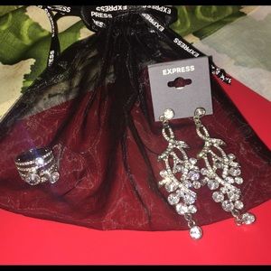 New Express Earring & Ring Set W/Sheer Gift Bag